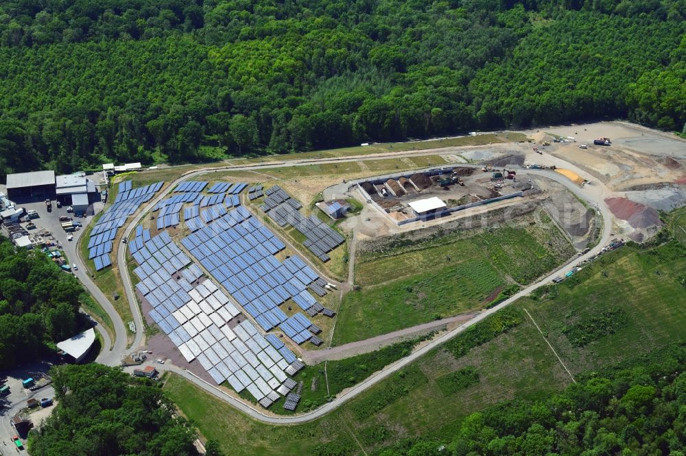 Aerial photograph Freiburg im Breisgau - Site of the former landfill Eichelbuck is transfer station for waste material and garbage and solar power Station in Freiburg im Breisgau in the state Baden-Wurttemberg, Germany