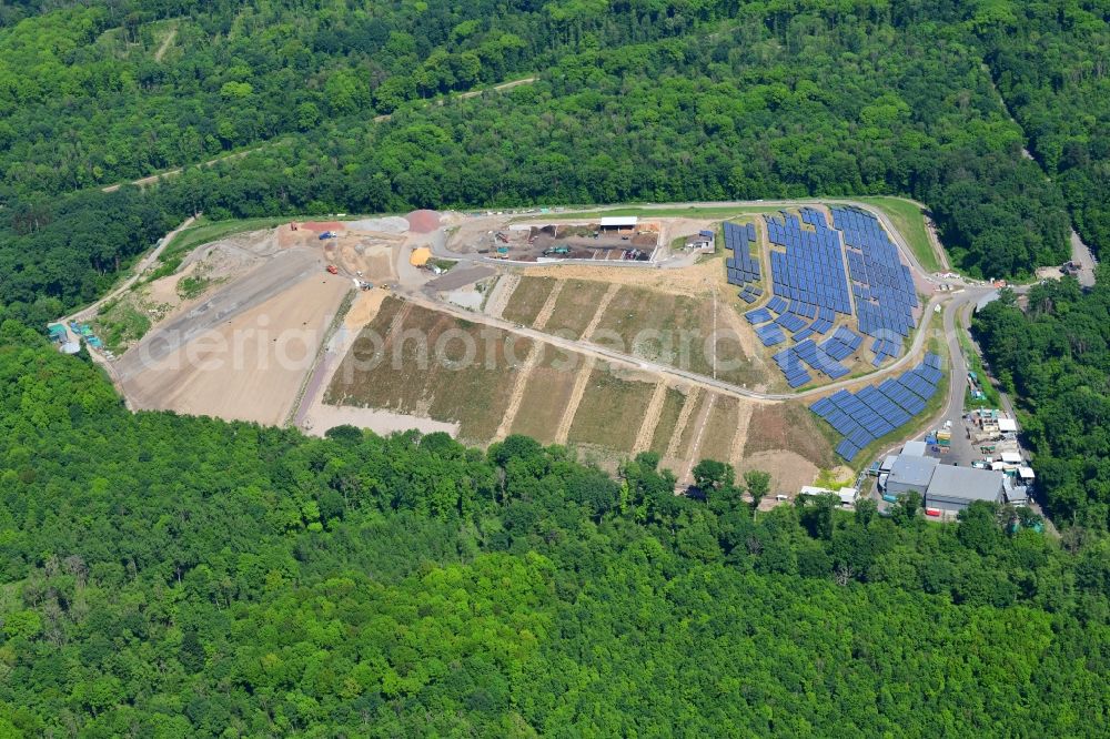 Aerial image Freiburg im Breisgau - Site of the former landfill Eichelbuck is transfer station for waste material and garbage and solar power Station in Freiburg im Breisgau in the state Baden-Wurttemberg, Germany