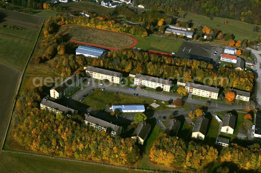 Aerial image Kusel - Refugee - buildings - Aufnahmeeinrichtung fuer Asylbegehrende on Haischbachstrasse in the district Bledesbach in Kusel in the state Rhineland-Palatinate, Germany