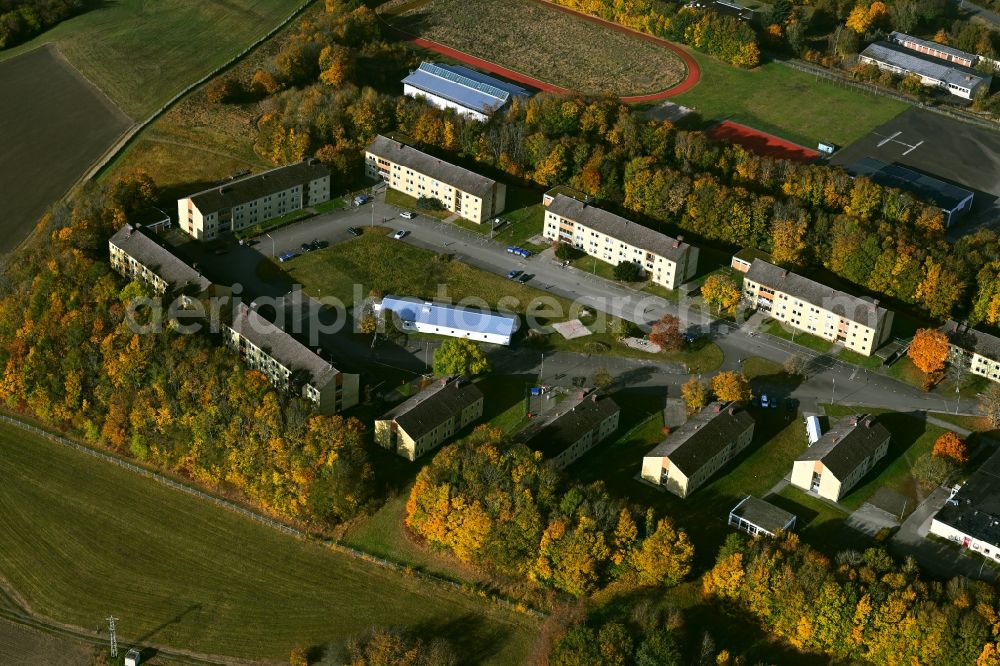 Aerial photograph Kusel - Refugee - buildings - Aufnahmeeinrichtung fuer Asylbegehrende on Haischbachstrasse in the district Bledesbach in Kusel in the state Rhineland-Palatinate, Germany