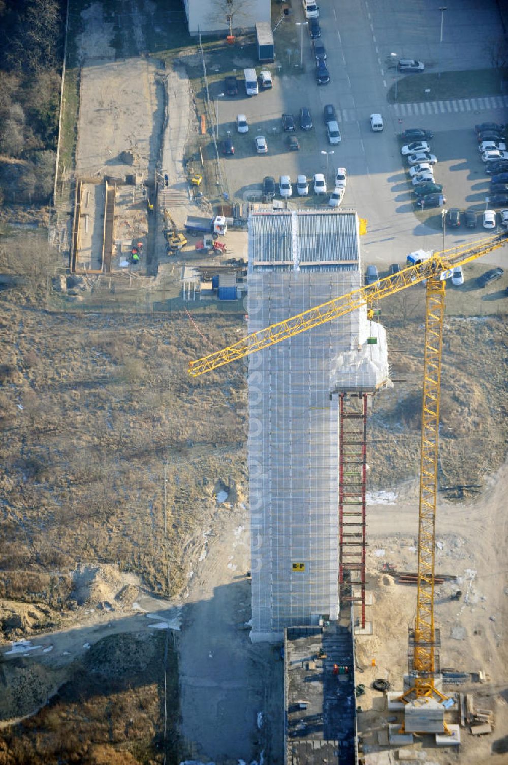 Aerial photograph Schönefeld - Constrution site of ASR - radar- tower at the airport Berlin Schönefeld international