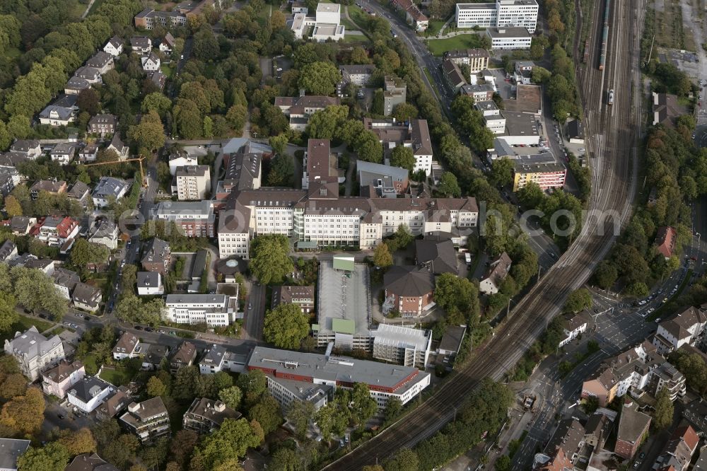 Bochum Linden from above - Augusta Kliniken Hospital in Bochum in North Rhine-Westphalia