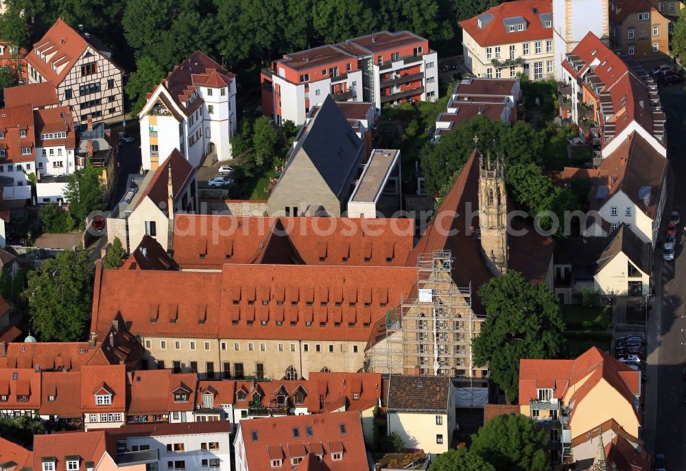 Erfurt from above - The former Augustinian monastery where Martin Luther lived as a monk and acts is in the Augustinian street in the old town of Erfurt in Thuringia. The monastery of the Middle Ages is considered an important landmark of the City and is now used as a church administration and as a conference and meeting center