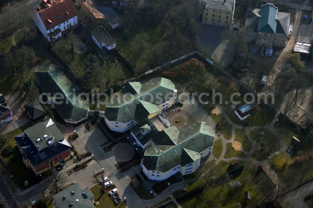 Aerial image Lutherstadt Wittenberg - The work of Augustine eV in Wittenberg in Saxony-Anhalt offers in the buildings in the Melanchtonstraße to secure and assisted living and working for people with intellectual and multiple disabilities. There are here housing units for different sized groups of people and labor and therapy rooms