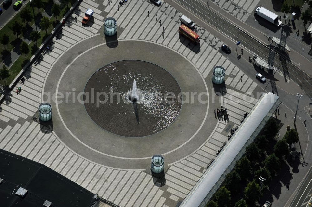 Leipzig from above - Blick auf den Augustusplatz vor dem Opernhaus Leipzig - gegenüber dem Gewandhaus Leipzig. View the square Augustusplatz in front of the Leipzig Opera House - opposite the Gewandhaus Leipzig.