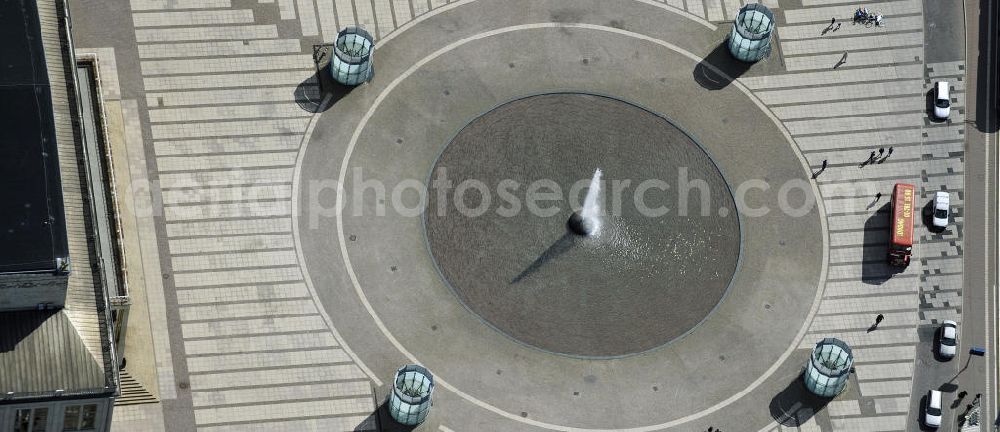 Aerial image Leipzig - Blick auf den Augustusplatz vor dem Opernhaus Leipzig - gegenüber dem Gewandhaus Leipzig. View the square Augustusplatz in front of the Leipzig Opera House - opposite the Gewandhaus Leipzig.