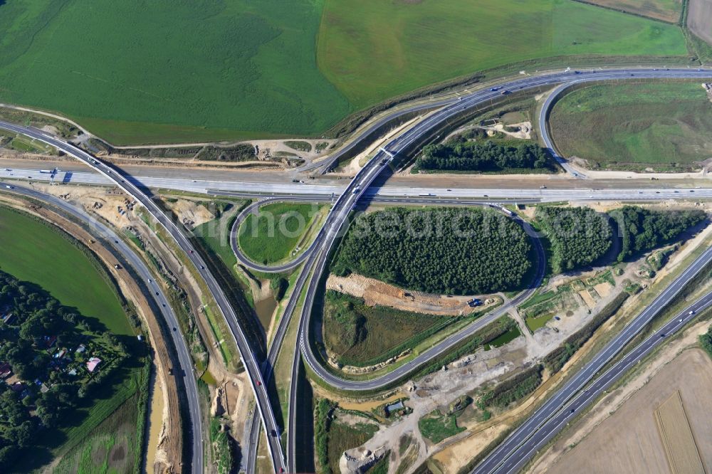 Aerial image Schwanebeck - View of the construction site at the motorway junction Barnim