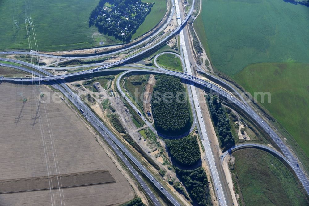 Aerial photograph Schwanebeck - View of the construction site at the motorway junction Barnim