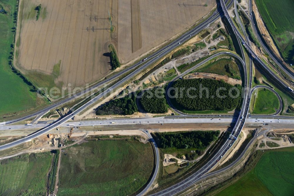 Schwanebeck from above - View of the construction site at the motorway junction Barnim