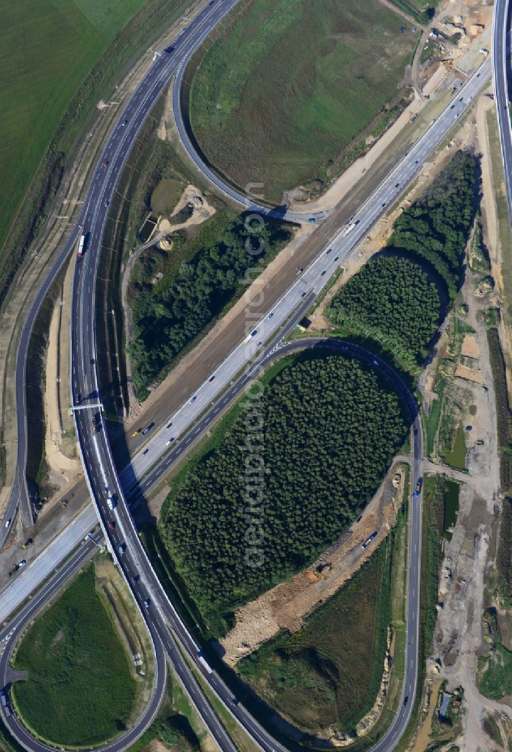 Schwanebeck from the bird's eye view: View of the construction site at the motorway junction Barnim