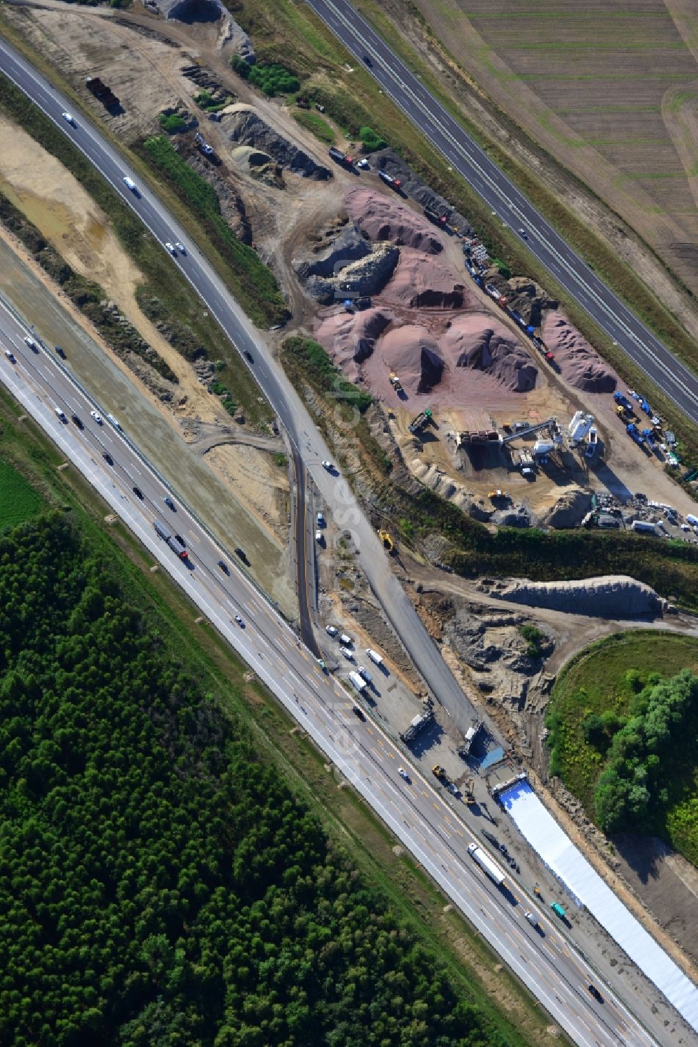 Aerial image Schwanebeck - View of the construction site at the motorway junction Barnim