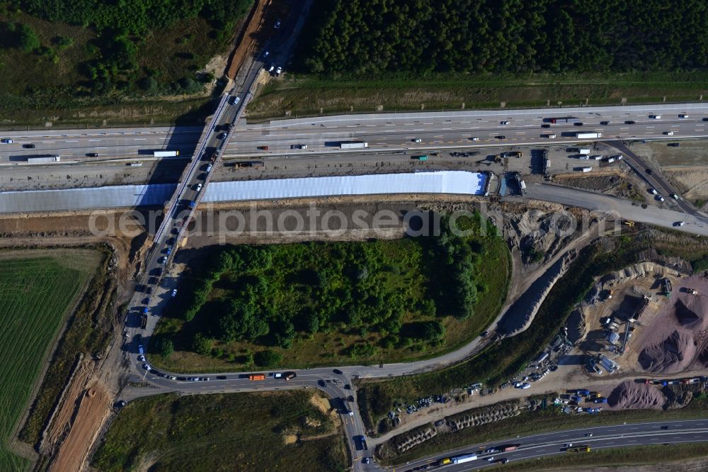 Aerial photograph Schwanebeck - View of the construction site at the motorway junction Barnim