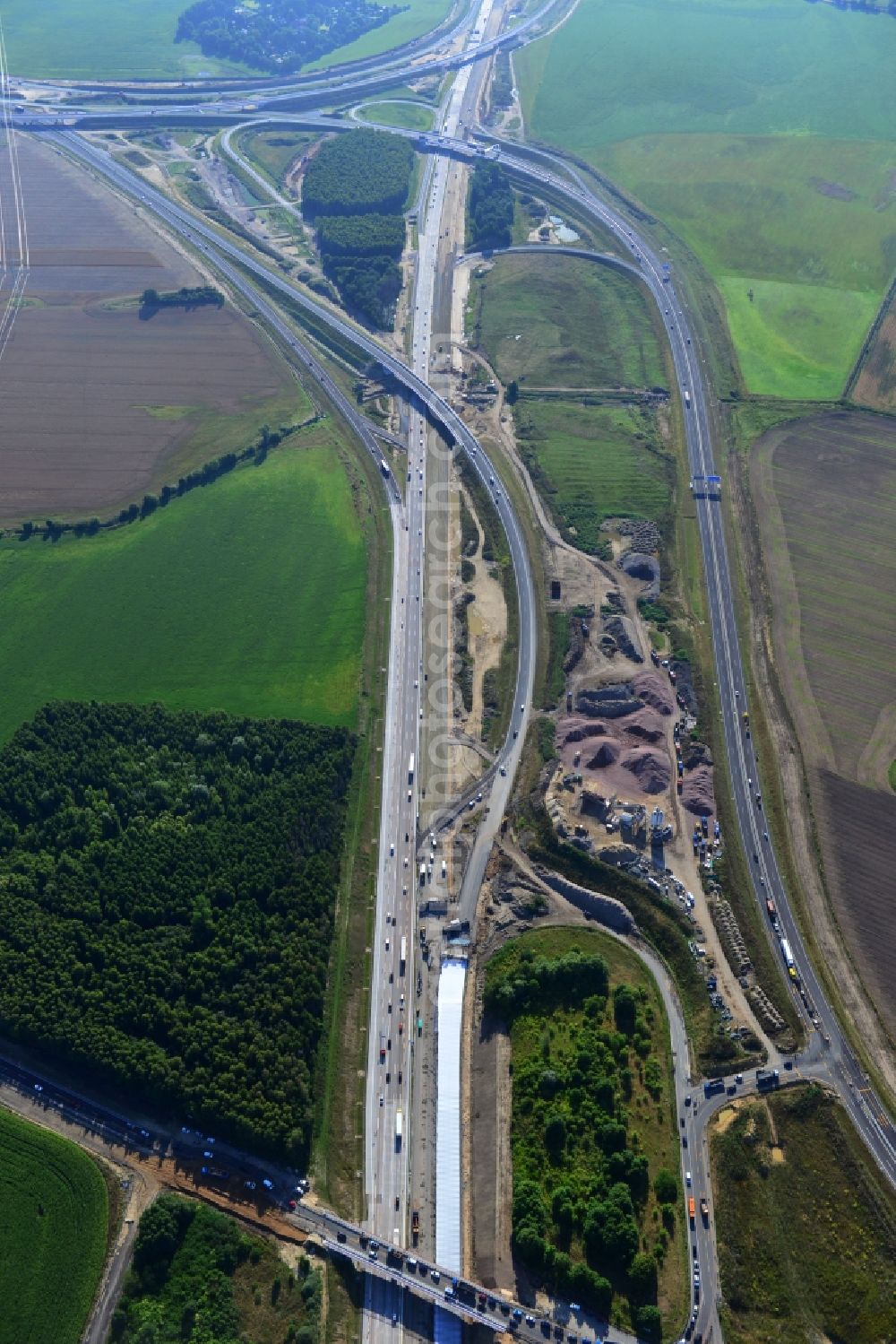 Schwanebeck from above - View of the construction site at the motorway junction Barnim