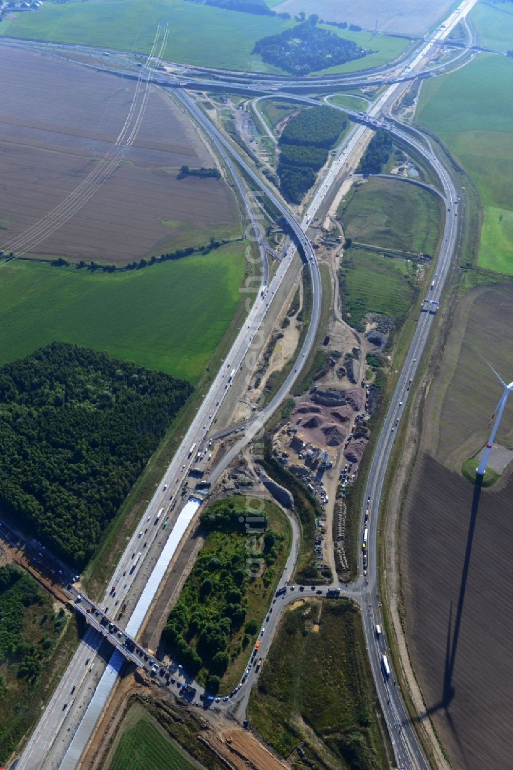 Schwanebeck from the bird's eye view: View of the construction site at the motorway junction Barnim