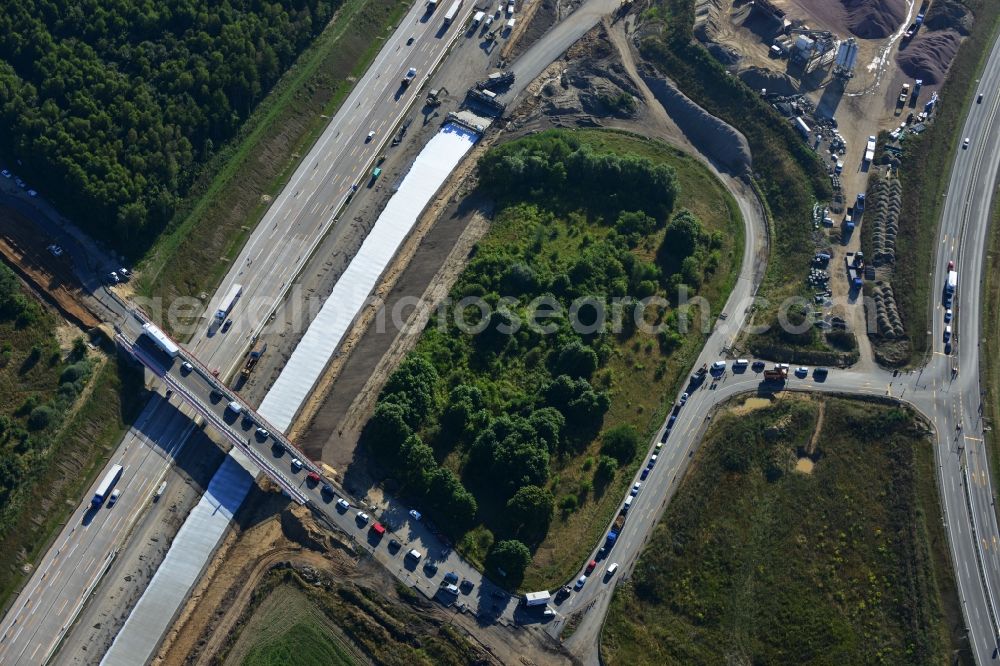 Aerial photograph Schwanebeck - View of the construction site at the motorway junction Barnim