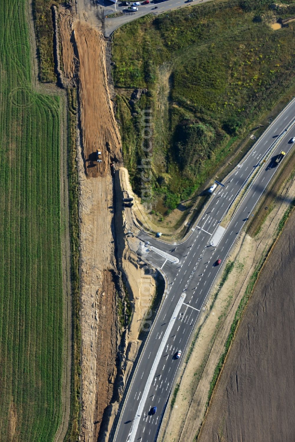 Schwanebeck from the bird's eye view: View of the construction site at the motorway junction Barnim