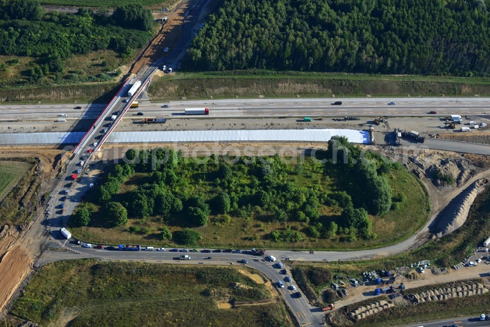 Aerial image Schwanebeck - View of the construction site at the motorway junction Barnim