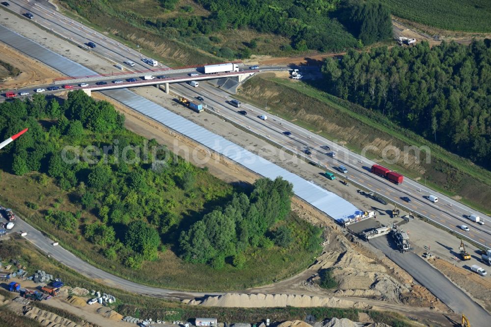 Aerial photograph Schwanebeck - View of the construction site at the motorway junction Barnim