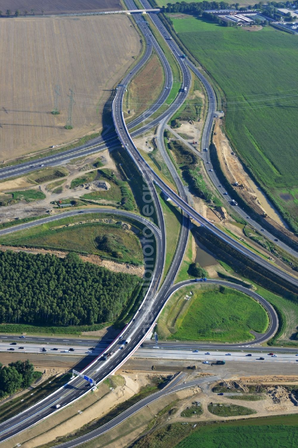 Schwanebeck from above - View of the construction site at the motorway junction Barnim