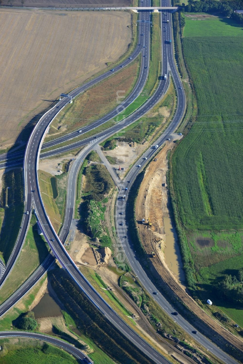 Schwanebeck from the bird's eye view: View of the construction site at the motorway junction Barnim