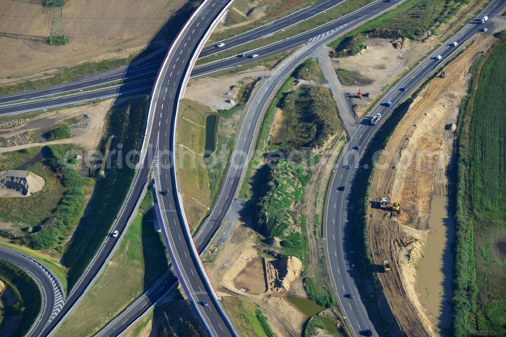 Aerial image Schwanebeck - View of the construction site at the motorway junction Barnim