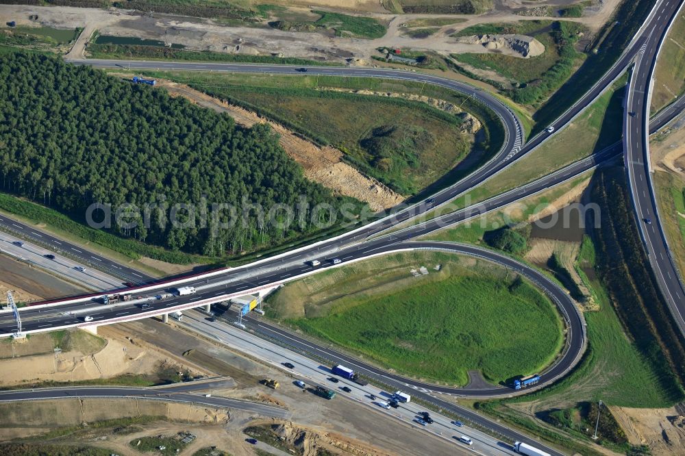 Aerial photograph Schwanebeck - View of the construction site at the motorway junction Barnim