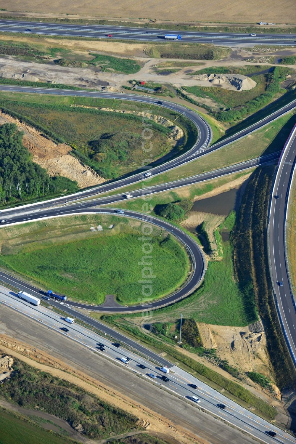 Schwanebeck from above - View of the construction site at the motorway junction Barnim