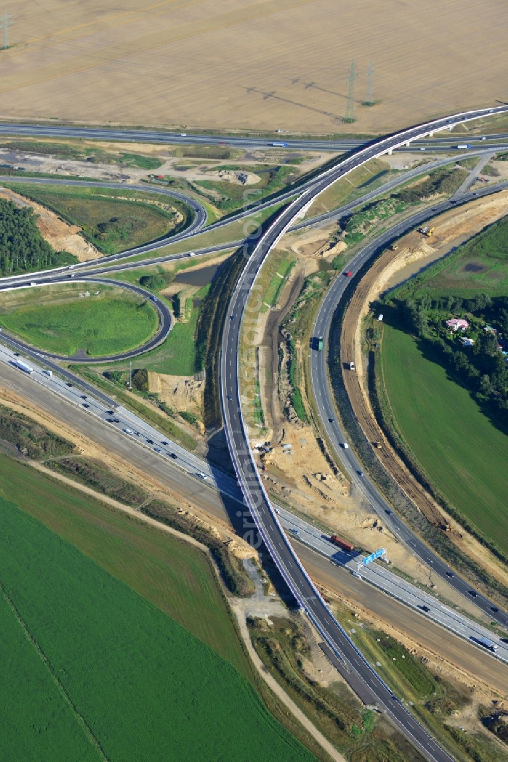 Schwanebeck from the bird's eye view: View of the construction site at the motorway junction Barnim