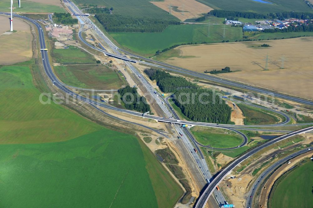 Aerial image Schwanebeck - View of the construction site at the motorway junction Barnim