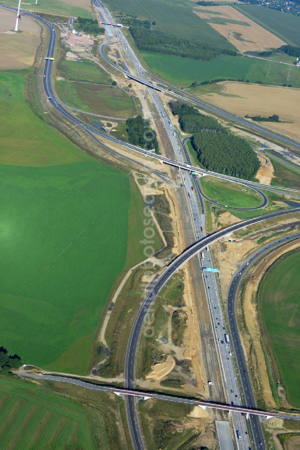 Aerial photograph Schwanebeck - View of the construction site at the motorway junction Barnim