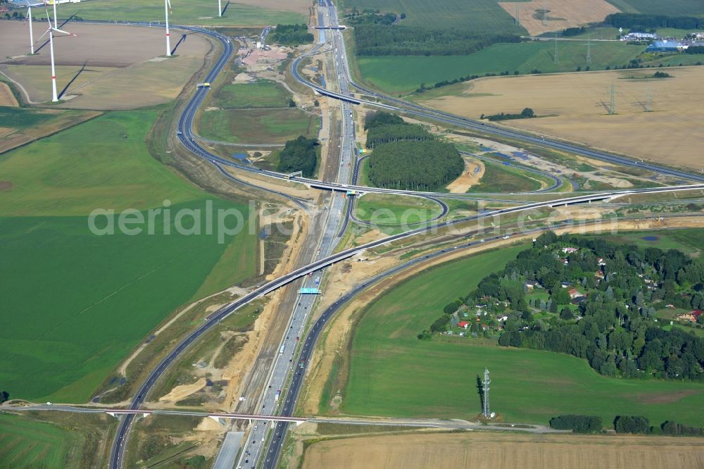 Schwanebeck from above - View of the construction site at the motorway junction Barnim