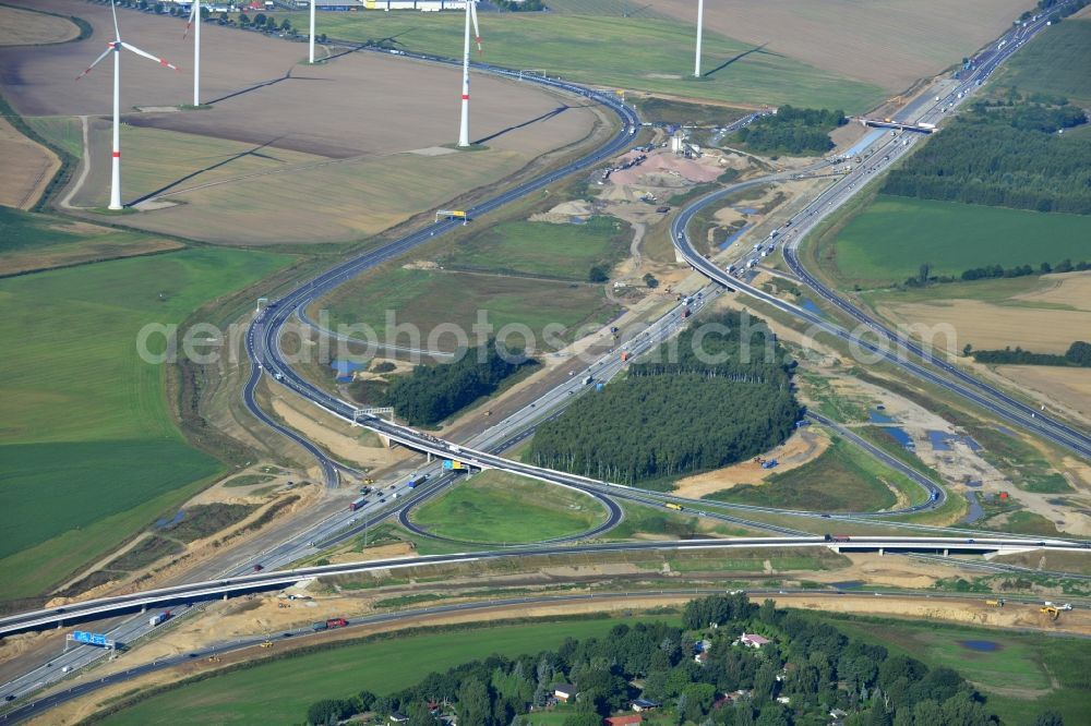 Schwanebeck from the bird's eye view: View of the construction site at the motorway junction Barnim