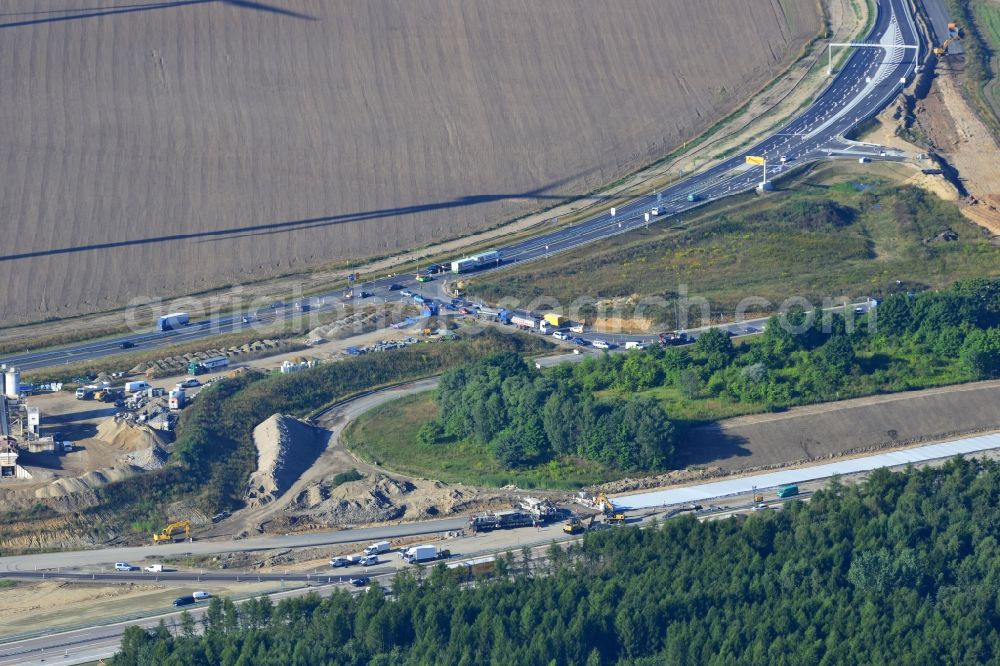 Aerial photograph Schwanebeck - View of the construction site at the motorway junction Barnim