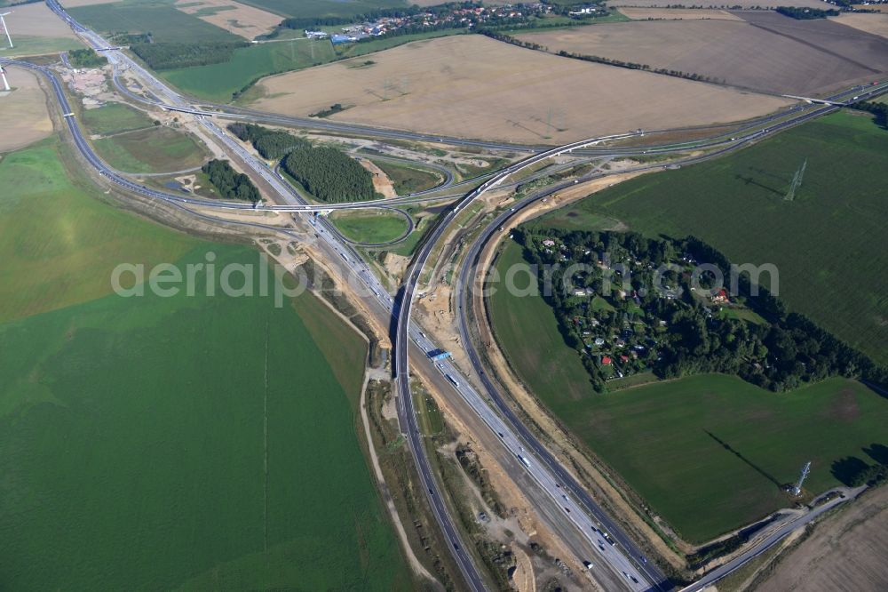 Schwanebeck from above - View of the construction site at the motorway junction Barnim