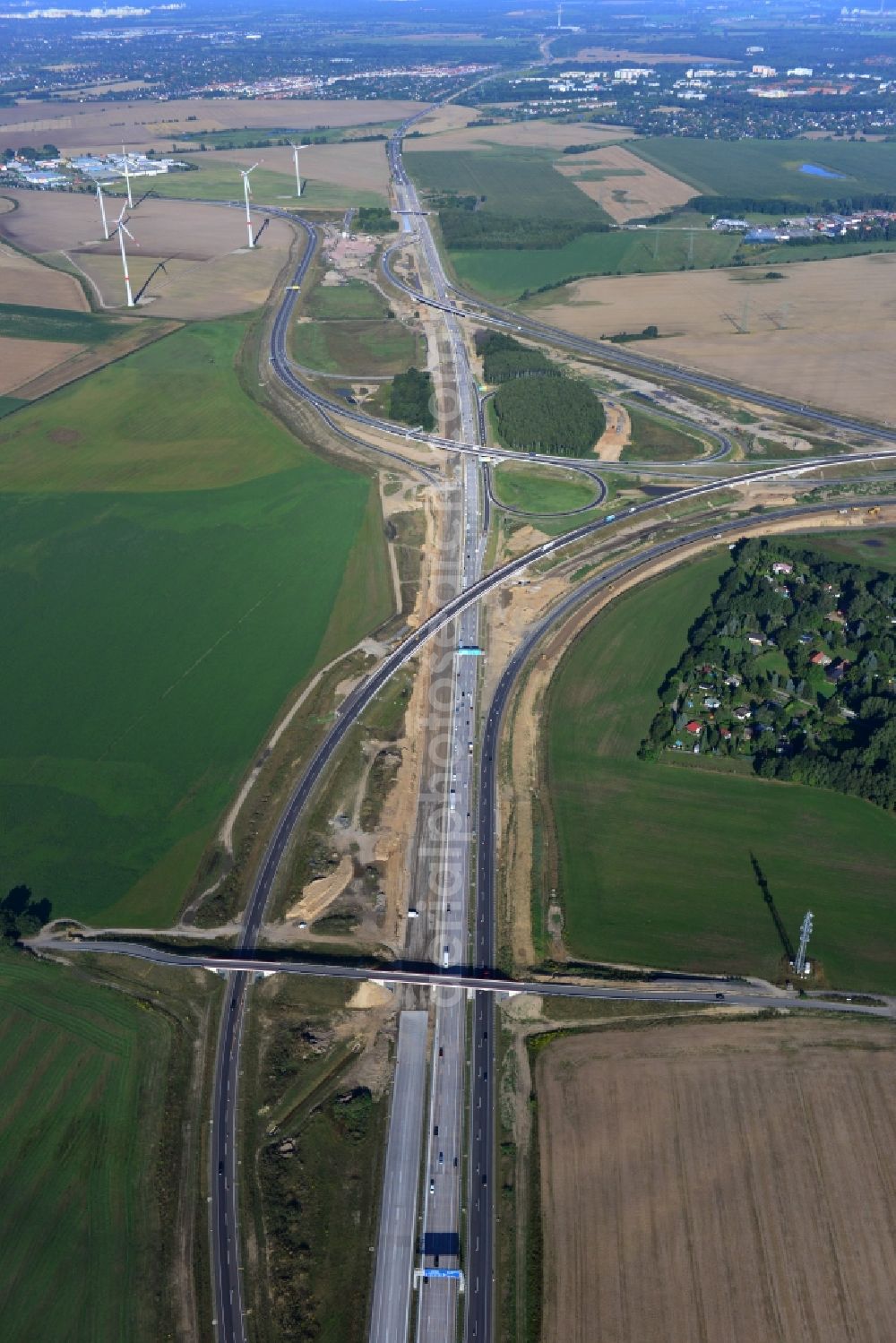 Schwanebeck from the bird's eye view: View of the construction site at the motorway junction Barnim