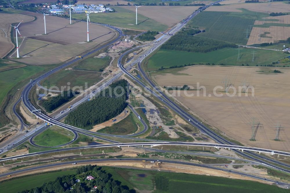 Aerial image Schwanebeck - View of the construction site at the motorway junction Barnim