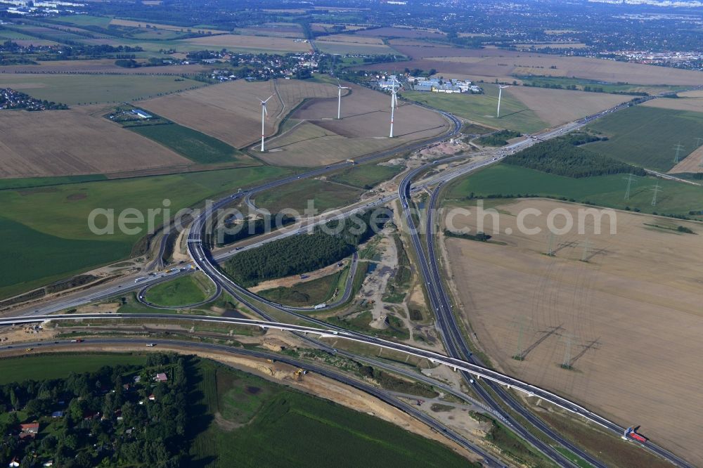 Aerial photograph Schwanebeck - View of the construction site at the motorway junction Barnim