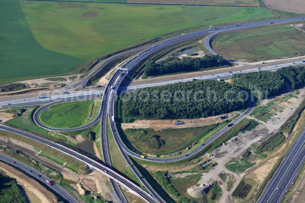 Schwanebeck from above - View of the construction site at the motorway junction Barnim