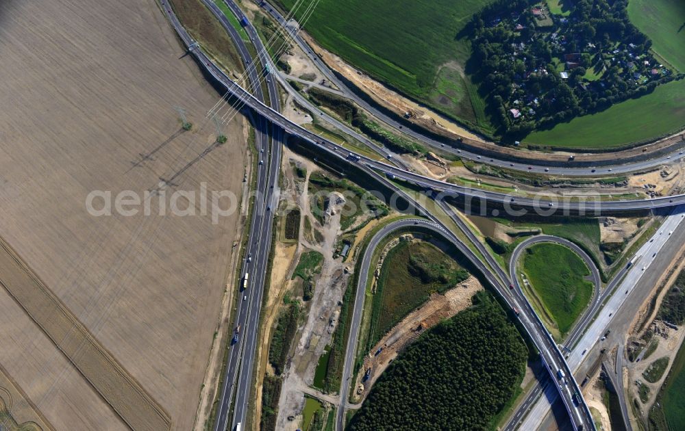 Schwanebeck from the bird's eye view: View of the construction site at the motorway junction Barnim