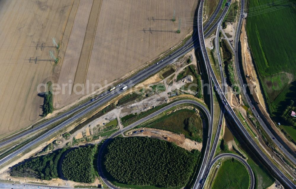 Aerial image Schwanebeck - View of the construction site at the motorway junction Barnim