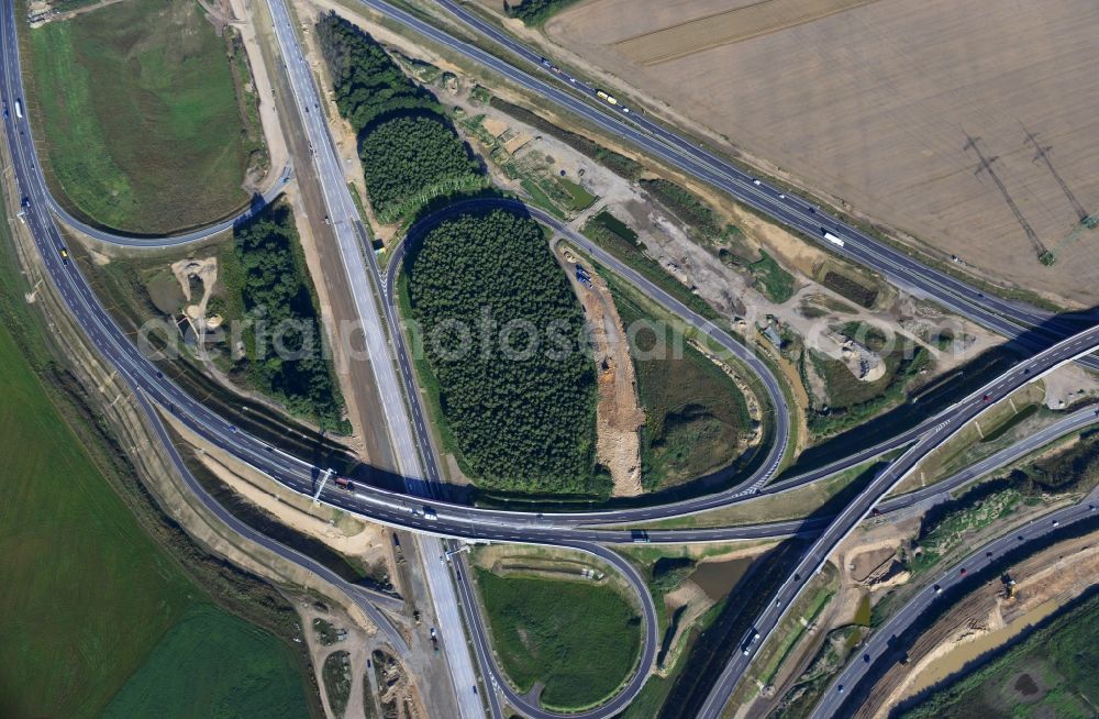 Aerial photograph Schwanebeck - View of the construction site at the motorway junction Barnim