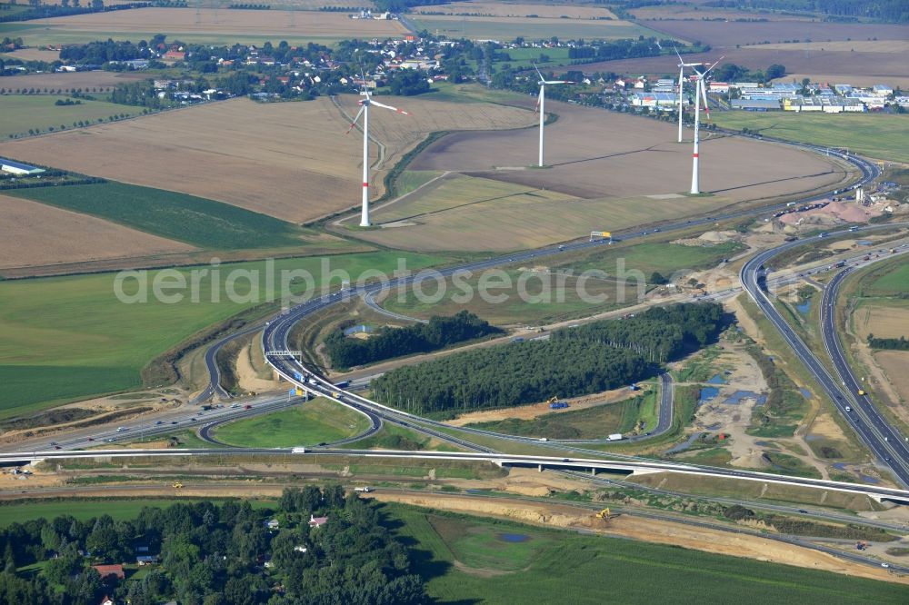 Schwanebeck from above - View of the construction site at the motorway junction Barnim