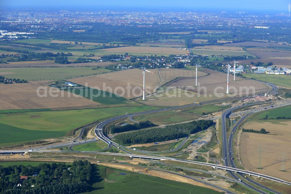 Schwanebeck from the bird's eye view: View of the construction site at the motorway junction Barnim