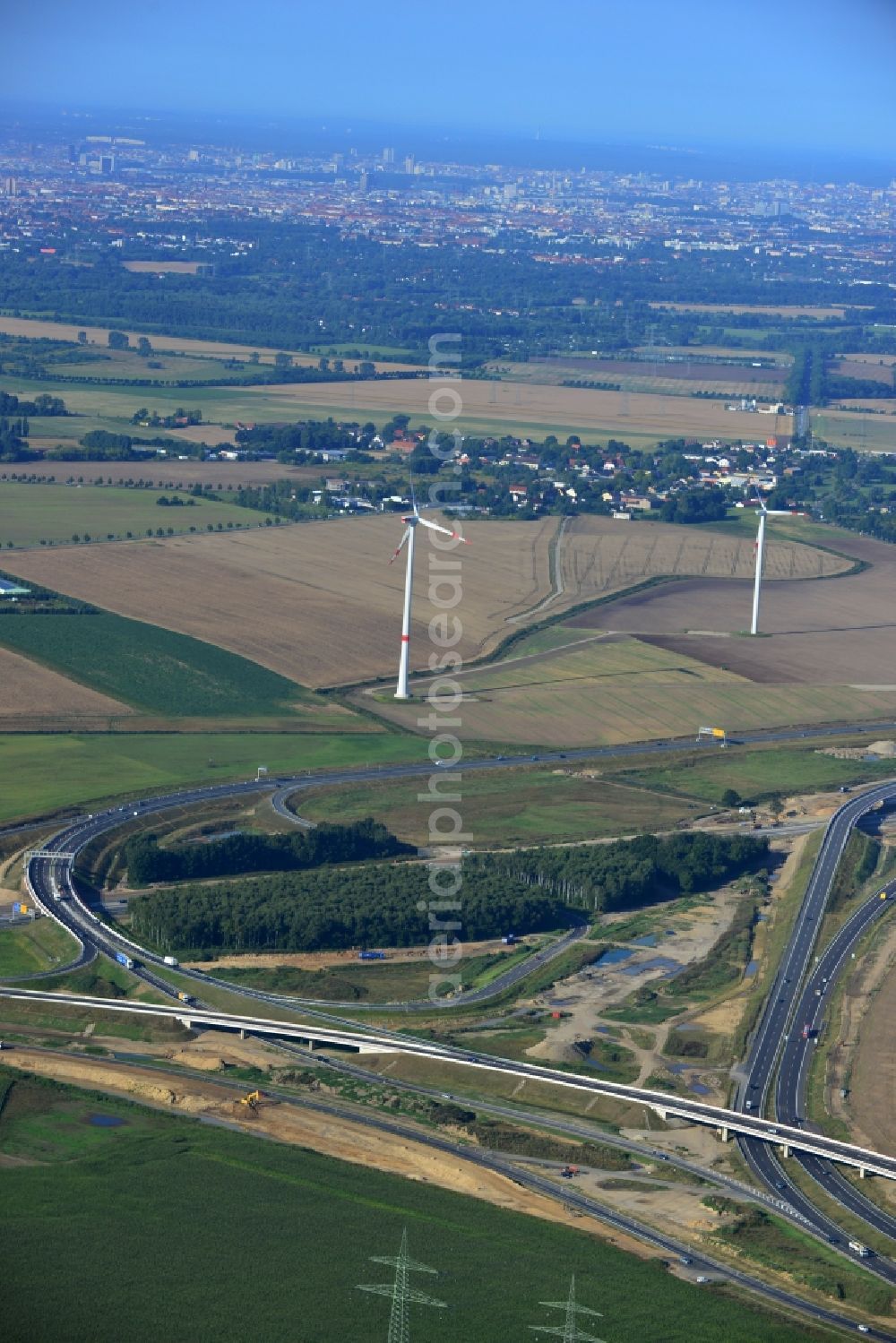 Aerial image Schwanebeck - View of the construction site at the motorway junction Barnim