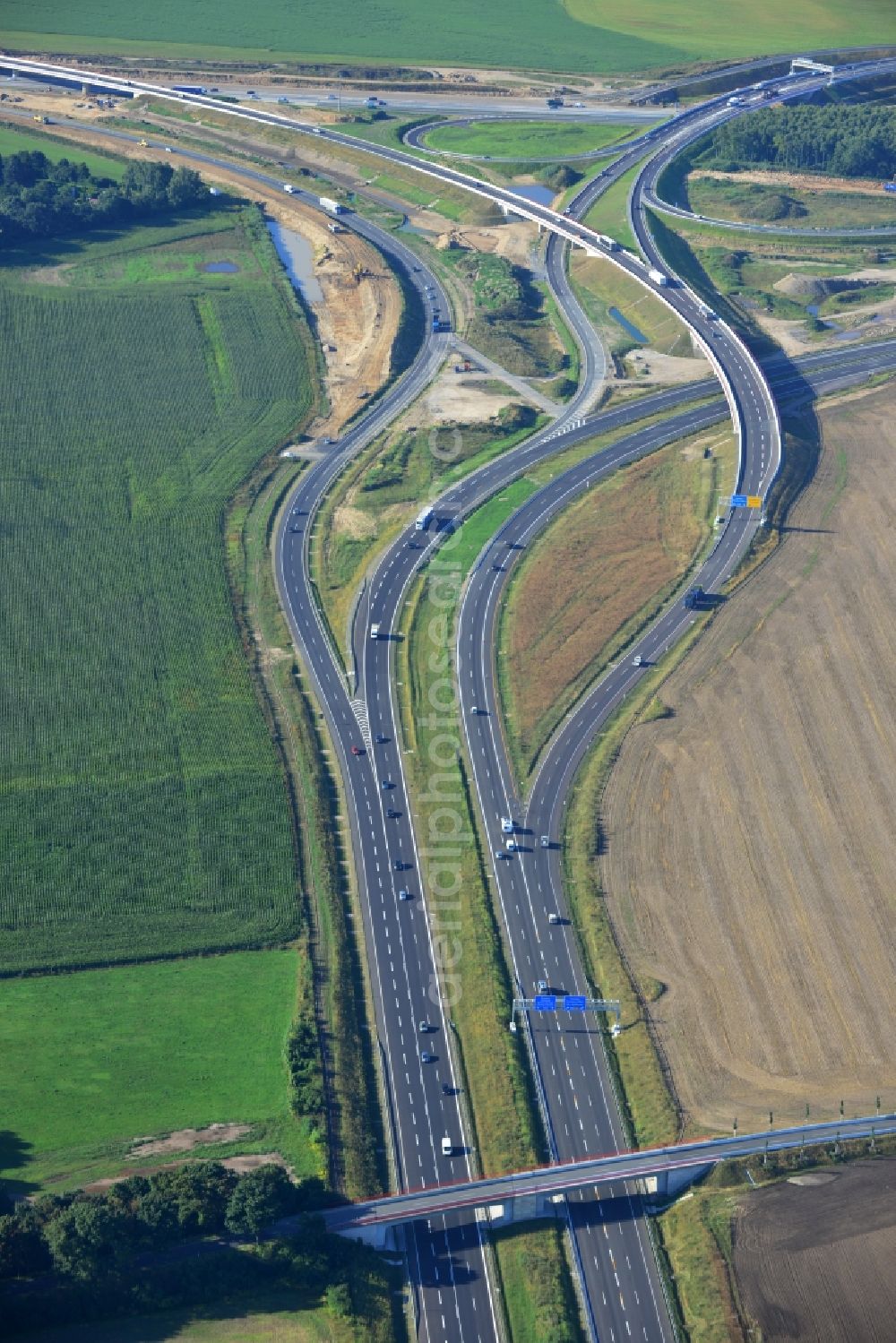 Schwanebeck from above - View of the construction site at the motorway junction Barnim