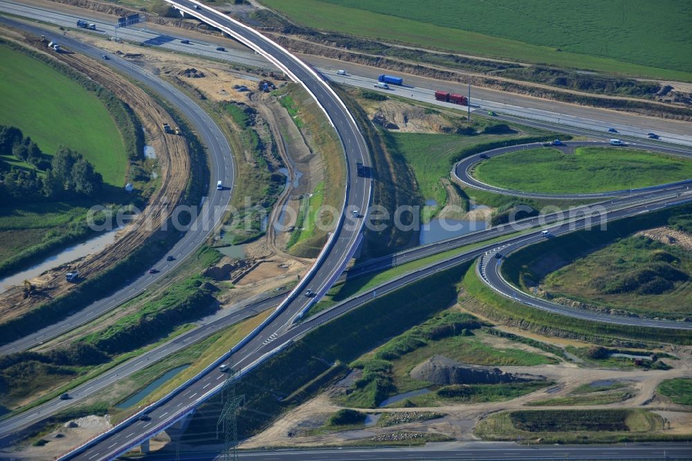 Schwanebeck from the bird's eye view: View of the construction site at the motorway junction Barnim