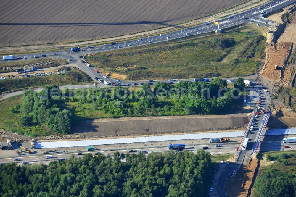 Aerial photograph Schwanebeck - View of the construction site at the motorway junction Barnim