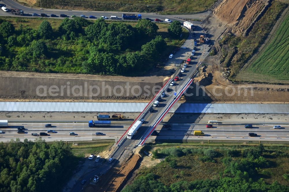 Schwanebeck from the bird's eye view: View of the construction site at the motorway junction Barnim