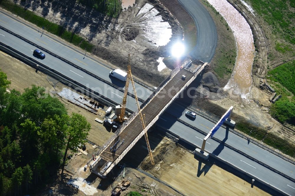 Aerial photograph Dittersdorf - Buildings and route of the motorway A9 motorway with four lanes now. Currently, reconstruction, expansion and new construction work is underway for the six-lane expansion of Highway 9 between Triptis and Schleiz by Wayss & Freytag Ingenieurbau and EUROVIA VINCI