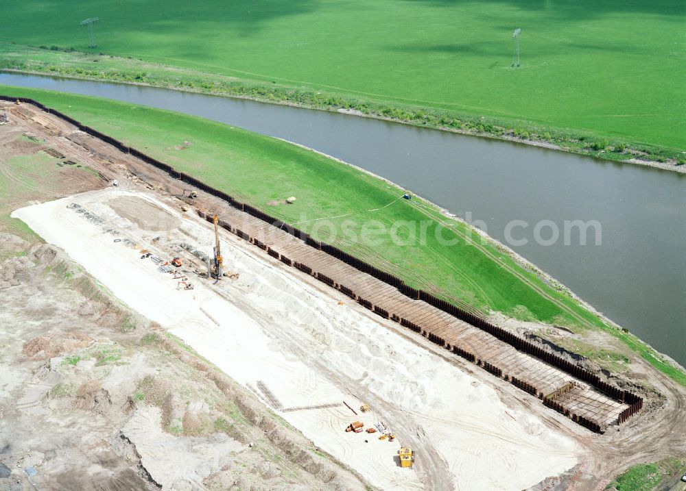 Aerial image Magdeburg / Sachsen-Anhalt - Ausbau des Binenhafens Magdeburg im Zuge von Ausgleichs- und Ersatzmaßnahmen am Wasserstraßenkreuz Magdeburg / Elbe-Havel-Kanal. Ein Projekt des Wasserstraßenneubauamtes Magdeburg